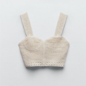 Zara Cream Crochet Crop Top